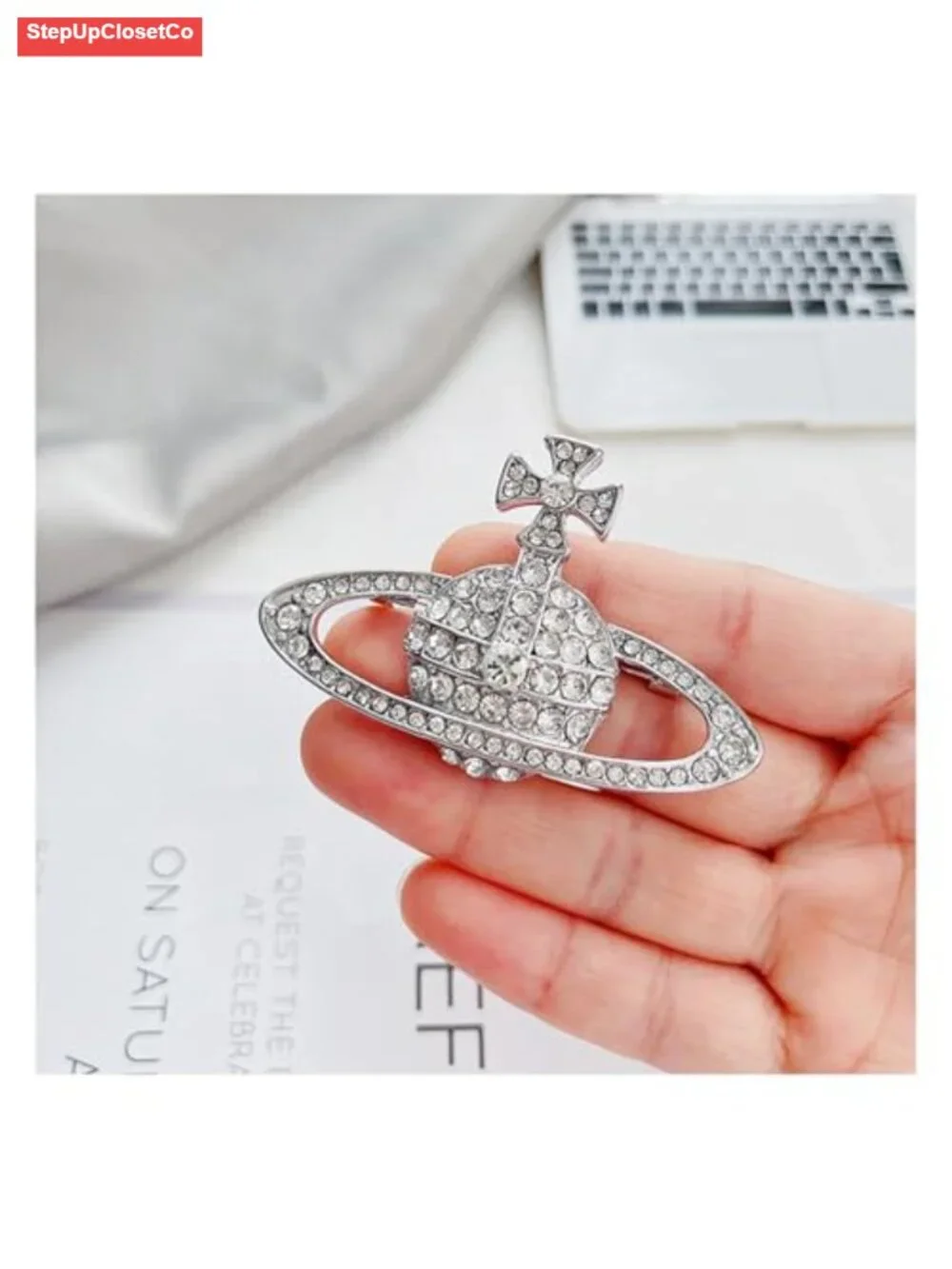Dainty Rhinestone Star Lapel Pin Brooch for Women Suit Jacket